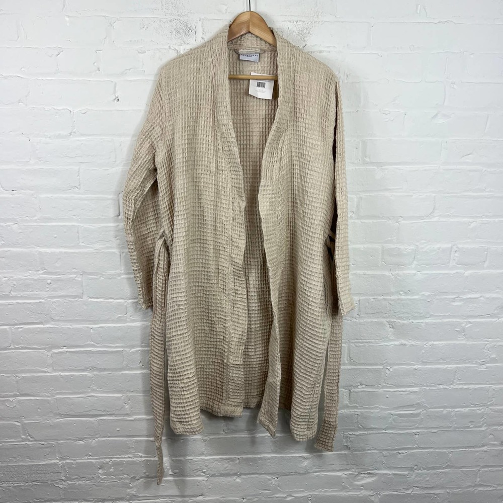 Parachute Women's Tie Waist Casual Bathrobe Stretch Long Sleeve Cream Size M